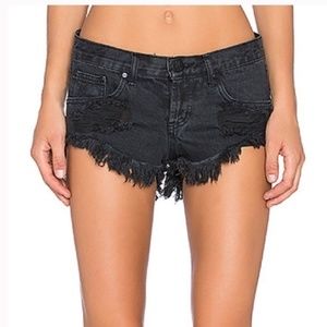 One Teaspoon Bonitas Low Rise Distressed Cutoff Raw Hem Shorts Cole